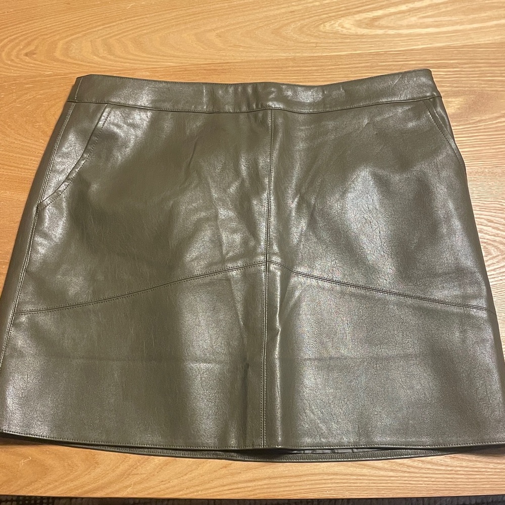 Lulu's Olive Faux Leather Mini Skirt